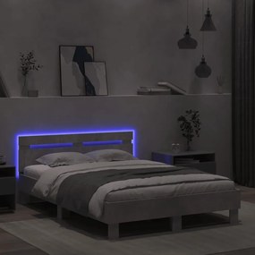 betonszürke ágykeret fejtámlával és LED-del 120x200 cm