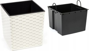 Juka rattan kaspó 40x40x41,5 krémszínű műanyag Lamela 40x40x41cm