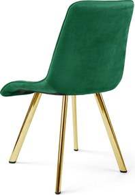 Étkezőszék CIEZA VELVET arany lábakkal, zöld