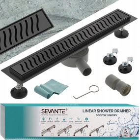 Lineáris lefolyó 120 cm Flat fekete acél 304 forgatható szifon