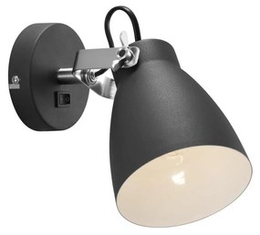 NORDLUX Largo fali lámpa, fekete, E27, max. 25W, 12cm átmérő, 47051003