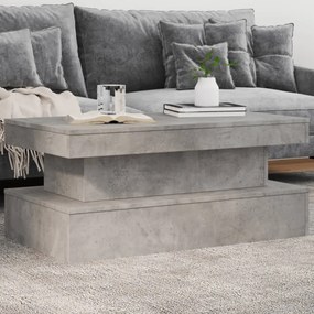 Betonszürke dohányzóasztal LED-lámpákkal 90x50x40 cm
