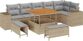 vidaXL Kerti Kanapé Szett 9 pcs Bézs polirattan