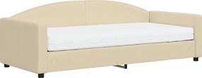 vidaXL krémszínű szövet kanapéágy matraccal 90 x 200 cm