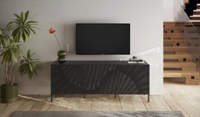 SNAKE háromajtós komód, antracitszürke testet és antracitszürke, díszített mintázatú előlapokkal