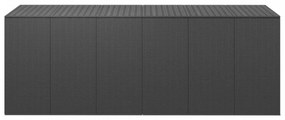 fekete polyrattan kerti párnatartó doboz 291 x 100,5 x 104 cm