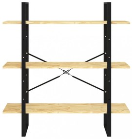 háromszintes tömör fenyőfa könyvszekrény 100 x 30 x 105 cm