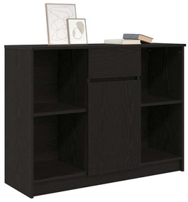 fekete tölgy szerelt fa tálalószekrény fiókos 101x35x76 cm