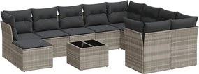 vidaXL 11 részes világosszürke polyrattan kerti ülőgarnitúra párnákkal