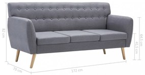 3 személyes világosszürke szövet kanapé 172 x 70 x 82 cm