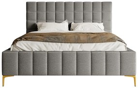 Franciaágy 180 cm Sheldona 180 (ágyráccsal) (tárolóhellyel) (szürke + arany). 1099761
