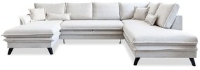Charming Charlie világosbézs kinyitható U alakú kanapé, jobb oldali - Miuform