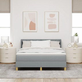 Boxspring Ágy Matraccal Világosszürkében, 140 x 200 cm, Szövet.
