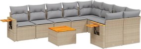 vidaXL 10 részes bézs polyrattan kerti ülőgarnitúra párnával
