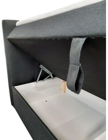 Kárpitozott ágy matracokkal és topperrel, ágy alatti tárolóval EMBER 180x200 cm antracit