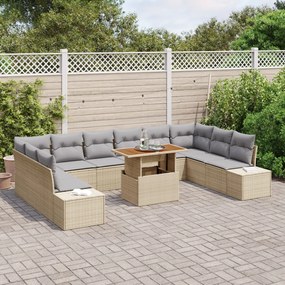 Kertiszófa szett 11 darabos Szürke Rattan Kültéri étkező szett