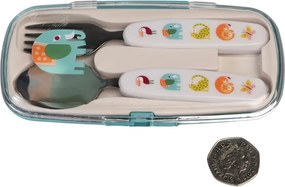 Krémszínű rozsdamentes acél gyerek evőeszköz 2 db-os Wild Wonders – Rex London