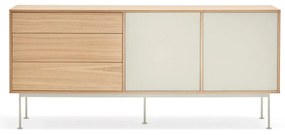 Yoko krémfehér komód tölgyfa dekorral, szélesség 180 cm - Teulat