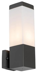 Modern kültéri fali lámpa sötétszürke opállal - Malios