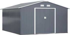 Outsunny Fém Szerszámtároló 26.2m³ 340x386x200cm Tetővel Ellátott Szerszámtároló Alapozott Csúszóajtóval Lokális időjárásálló Kerti Ház Kültéri Kertés