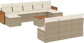 vidaXL 11 részes bézs polyrattan kerti ülőgarnitúra párnákkal