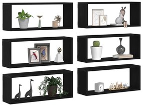 Falipolc 6 db Fekete Tölgy 60x15x23 cm Műanyag