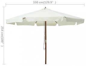 homokfehér kültéri napernyő farúddal 330 cm