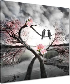 Vászonkép 80x80 Szerelmes találkozás Madarak