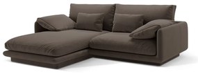 Barna bársony sarokkanapé (bal oldali-heverő résszel) Torino – Micadoni