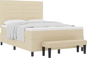 vidaXL Boxrugós ágy matracmal fejtámlával Krém 140 x 190 cm szövet