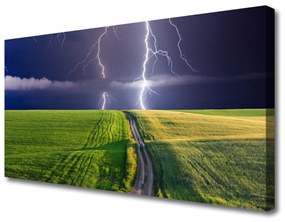 Vászonkép Lightning Field Landscape 100x50 cm