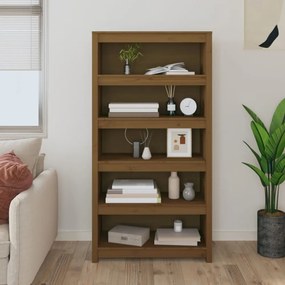 mézbarna tömör fenyőfa faliszekrény 80x35x154 cm