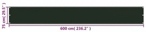 sötétzöld HDPE erkélytakaró 75 x 600 cm
