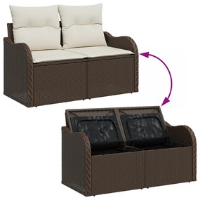 6 darabos kerti kanapé szett párnákkal Barna Poly Rattan