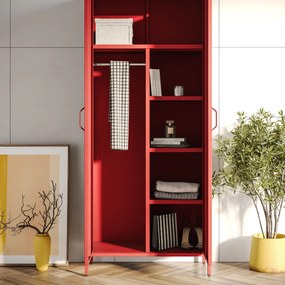 Gardróbszekrény FLAVIO, 800 x 1850 x 450 mm, Modern: piros