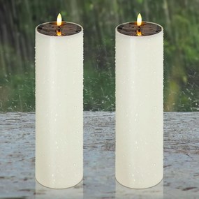 Lángmentes villogó LED-es napelemes gyertya 10x35cm 2db