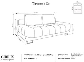 Cirrus bézs háromszemélyes kinyitható kanapé bársony kárpittal - Windsor &amp; Co Sofas