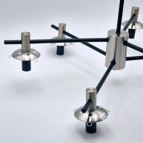 Csillár rúdon LILOU 6xE14/5W/230V matt króm/füstös