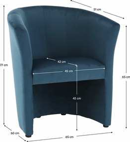 Klub fotel, kék anyag, CUBA