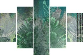 Kép - Beton textúra levelekkel (150x105 cm)