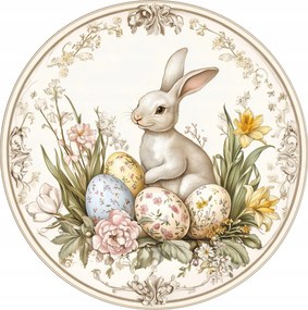 Kerámia poháralátétek Húsvéti nyuszi virágokkal, húsvéti tojásokkal