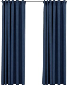 vidaXL 2 db kék vászonhatású sötétítőfüggöny kampókkal 140 x 225 cm