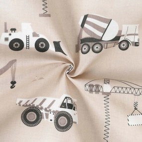 Goldea gyerek pamut ágyneműhuzat - teherautók és markolók bézs alapon 140 x 200 és 70 x 90 cm