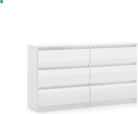 SIMPLE 120 6 fiókos komód fehér/fehér magasfényű