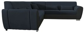 Kihúzható, L alakú, balos sarok ülőgarnitúra tárolórekesszel VISEU antracit/fekete