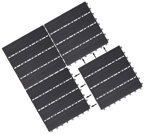 Deuba WPC burkolólapok - 11 darabos készlet, 30x30 cm, klasszikus antracit