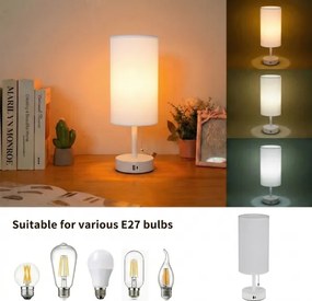 BRILAGI - USB-portos asztali lámpa TABLON 1xE27/25W/230V fehér