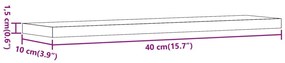 4 db antik fa színű szerelt fa fali polc 40 x 10 x 1,5 cm