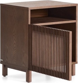 Sötétbarna éjjeliszekrény diófa dekorral Beyla – Kave Home