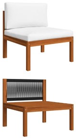 vidaXL kerti középső kanapé párnákkal akácfából és kötélből